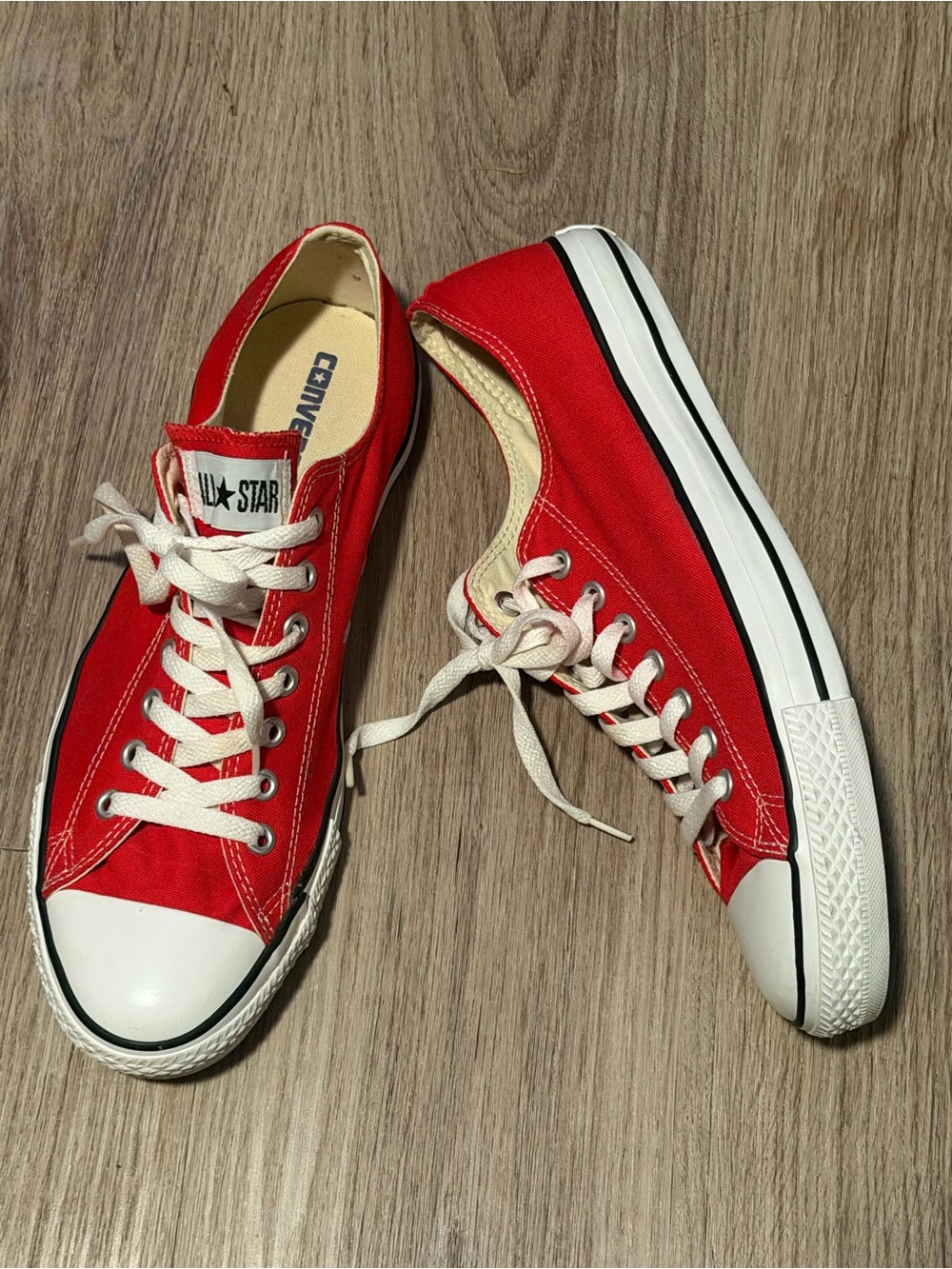 Converse Red Low Top Sneakers with White Laces